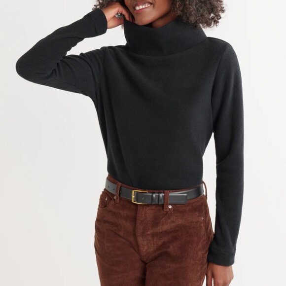 Dudley Stephens Sweaters - Dudley Stephens Park Slope Turtleneck in Terry Fleece (Black) - Large